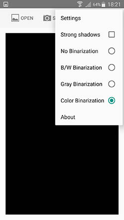 Main Action menu