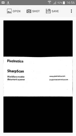 Main screen with processed scan